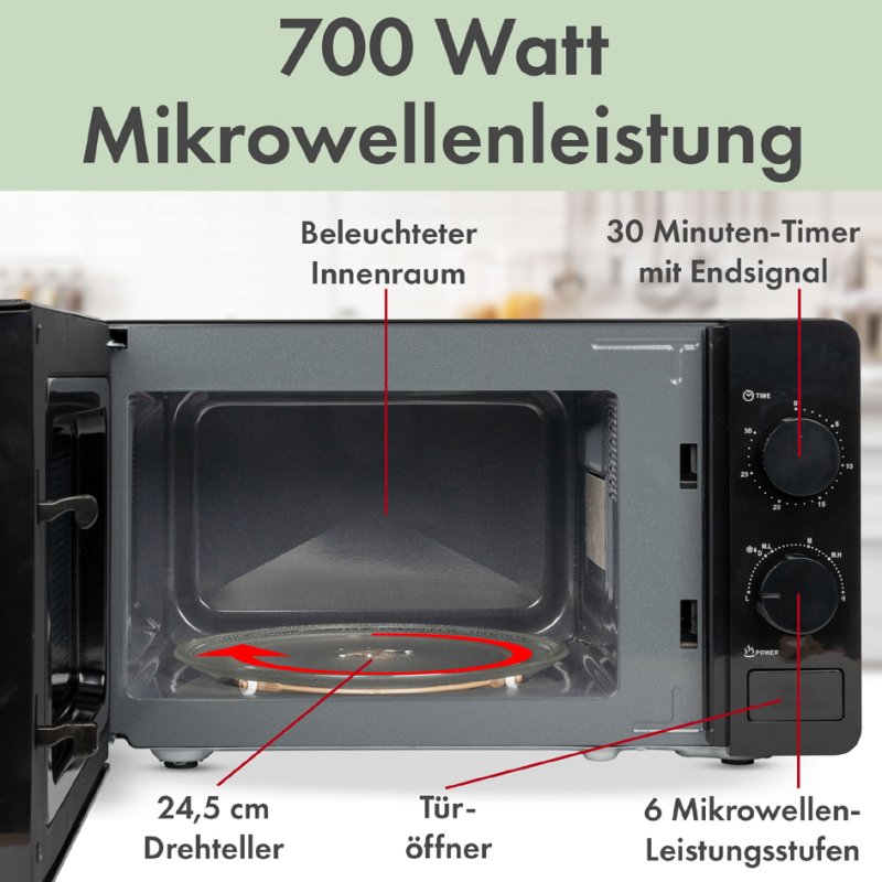 CLATRONIC micro-ondes MW 791, 700 Watt, noir, 20 litres